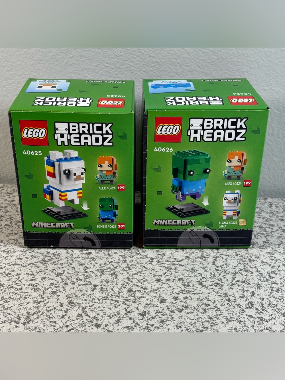 LEGO Brickheadz Minecraft Llama (40625) & Zombie (40626) Retired Sets New Sealed - Picture 2 of 6
